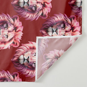 Maroon Pink Lion Head Design  Fabric