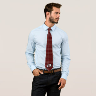 Maroon Plaid Pattern Game Day Neck Tie