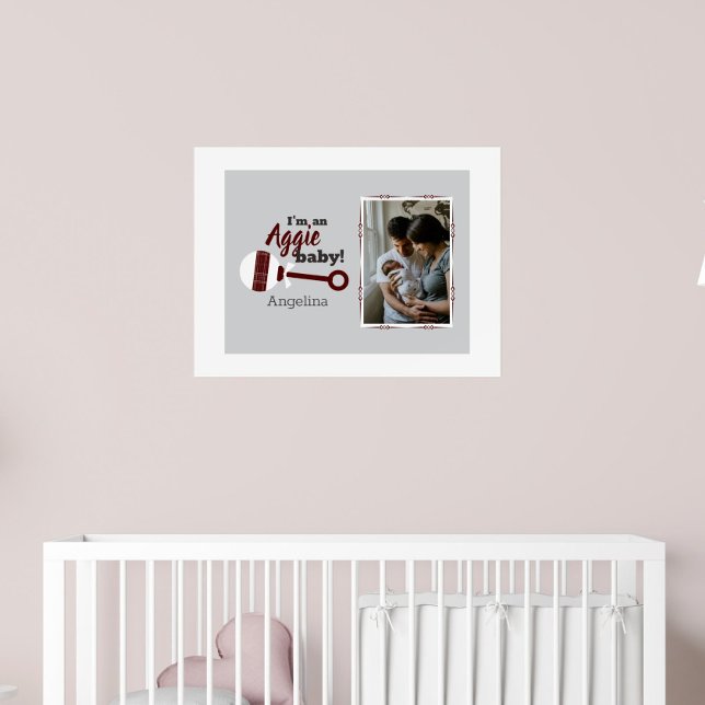 Maroon Plaid Rattle Aggie Baby Photo Poster (Creator Uploaded)