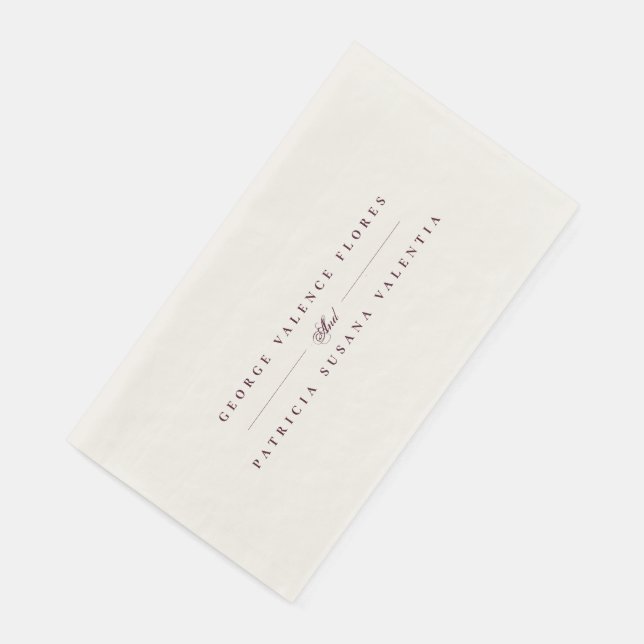 Maroon Plum Formal Calligraphy Elegant Wedding Napkin (Corner)