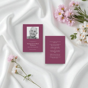 Maroon Poem Funeral Sympathy Note Card