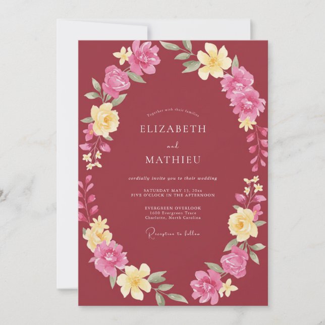Maroon Polished Autumnal Wedding Invitation (Front)