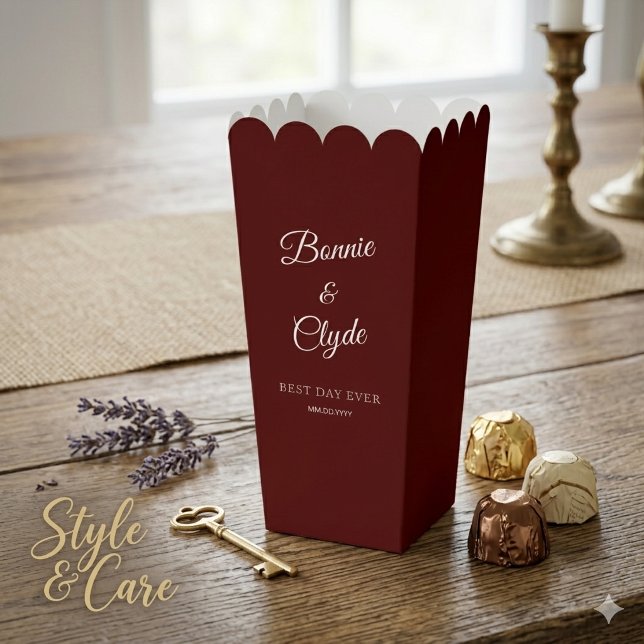 Maroon Popcorn Favour Box for Elegant Celebrations (Maroon Popcorn Favor Box for Elegant Celebrations)