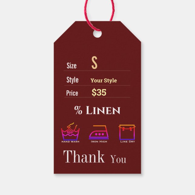 Maroon  Price  Gift Tags (Back)