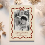 Maroon Quirky Bow Frame Holiday Card<br><div class="desc">Quirky maroon coloured hand drawn bow frame holiday card with whimsical handwritten font.</div>