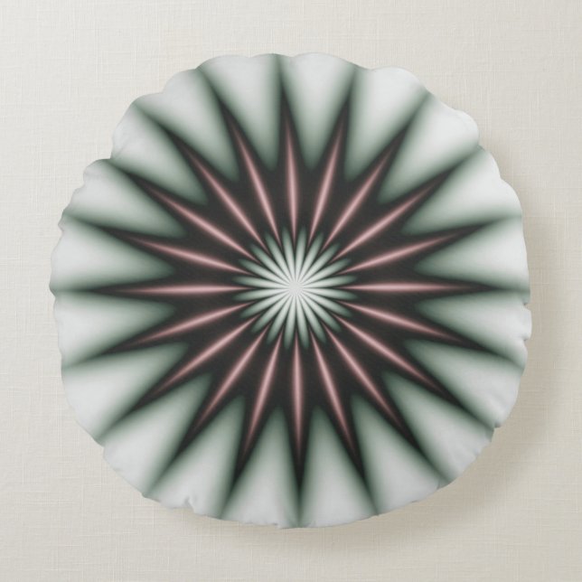 Maroon Radiant Pattern  Round Cushion (Front)