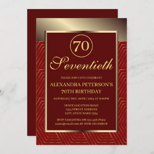Maroon Red And Gold Patterned Border Birthday Invitation