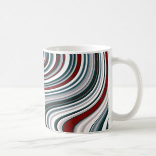 Maroon Red and Teal Blue Abstract Curvy Shapes Coffee Mug