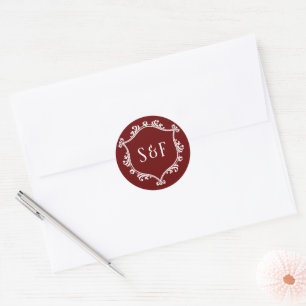 Maroon Red and White Crest Monogram Envelope Seal