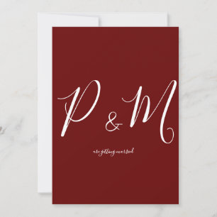 Maroon Red and White Minimalist Wedding  Invitation