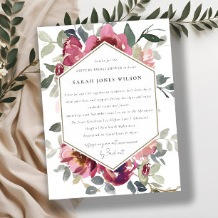 MAROON RED BLUSH ROSE FLORA DRIVE BY BRIDAL SHOWER POSTCARD