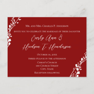 Maroon Red Christian Wedding Invitation  Postcard