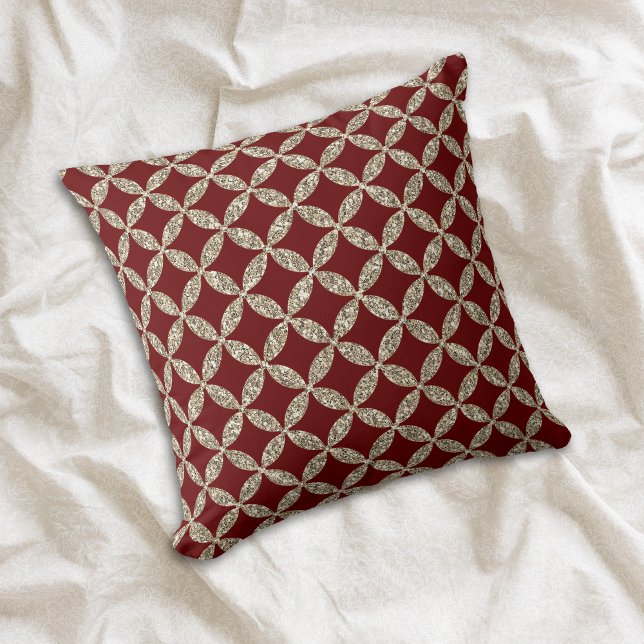 Maroon Red Elegant Faux Glitter Pattern Cushion (Creator Uploaded)