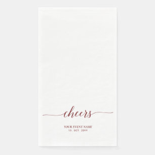Maroon Red Elegant Script Lettering Cheers Event Napkin