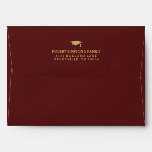 Maroon Red & Gold 5x7 Graduation Invite Envelope