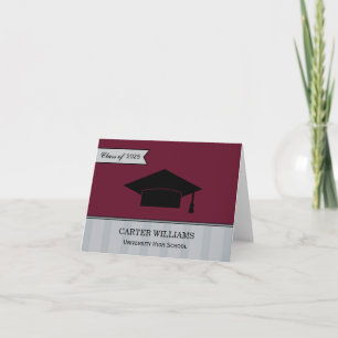 Maroon Red Graduation Thank You Card