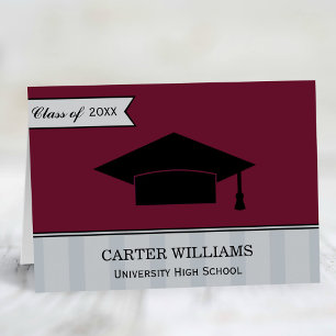 Maroon Red Graduation Thank You Card