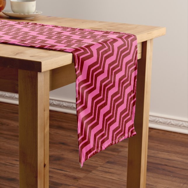 Maroon Red Pink Chevron Zigzag Design  Short Table Runner (In Situ)