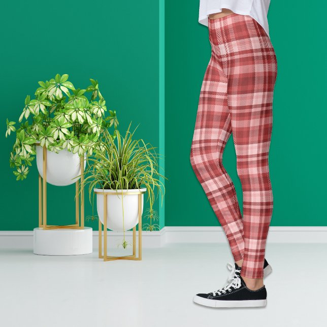 Maroon Red Pink Madras Plaid Leggings (Creator Uploaded)