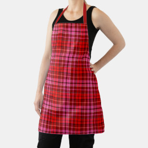 Maroon Red Pink Plaid Tartan Design  Apron