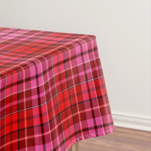 Maroon Red Pink Plaid Tartan Design  Tablecloth (In Situ)