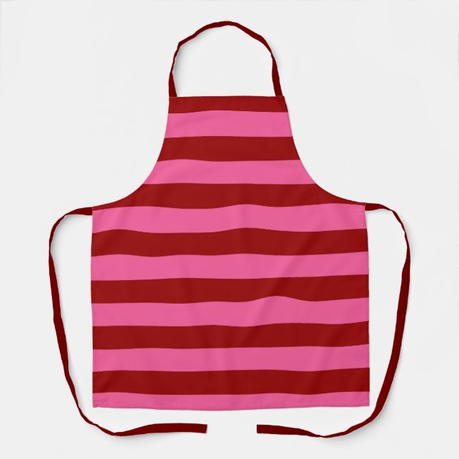 Maroon Red Pink Stripes Design  Apron (Front)