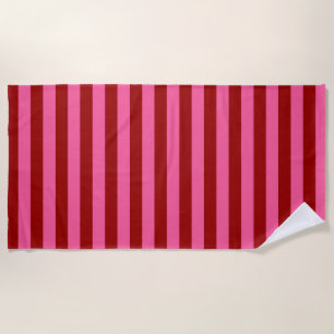 Maroon Red Pink Stripes Design  Beach Towel