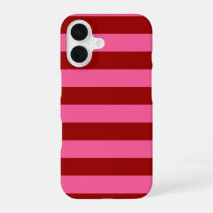 Maroon Red Pink Stripes Design iPhone 16 Case