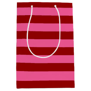 Maroon Red Pink Stripes Design  Medium Gift Bag