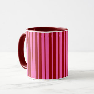 Maroon Red Pink Stripes Design Mug