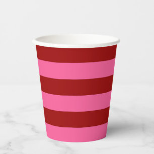 Maroon Red Pink Stripes Design Paper Cups