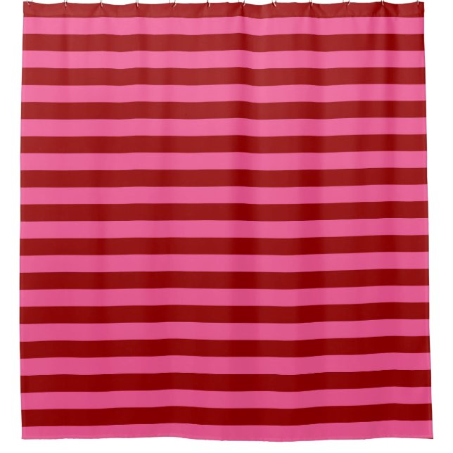 Maroon Red Pink Stripes Design  Shower Curtain (Front)