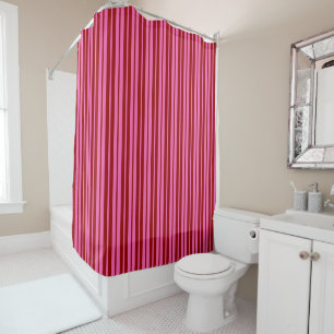 Maroon Red Pink Stripes Design Shower Curtain