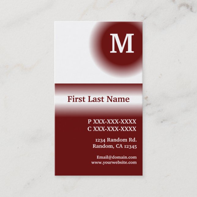 Maroon red white fade vertical business cards (Front)