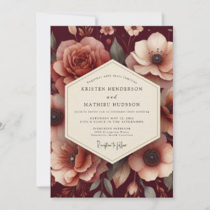Maroon Renaissance Bloom Wedding Invitation