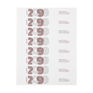 Maroon Retro Big Numbers Class of Wrap Around Label