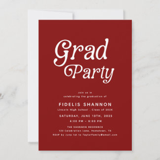 Maroon Retro Graduation Invitation