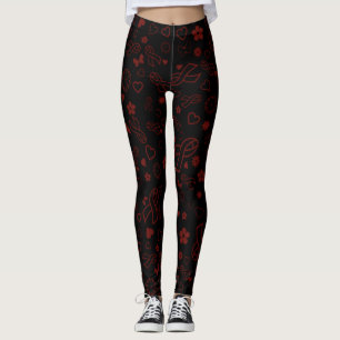 Maroon Ribbons Multi...APS Leggings