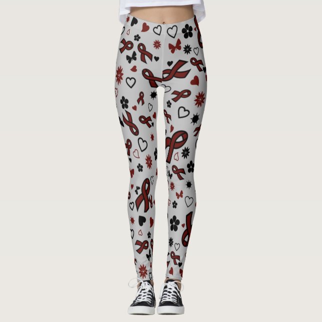 Maroon Ribbons Multi...APS Leggings (Front)