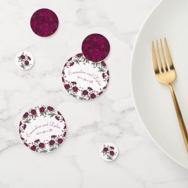 Maroon Rose Wedding Confetti (Group)