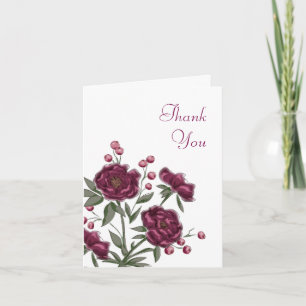 Maroon Rose Wedding Thank You Cards