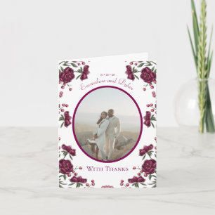 Maroon Rose Wedding Thank You Cards Photo