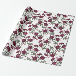 Maroon Rose Wedding Wrapping Paper
