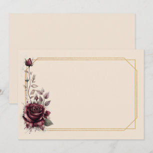 Maroon rose with gold frame Blank  Invitation
