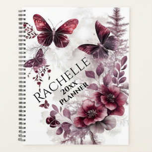 Maroon Roses and Butterflies Planner