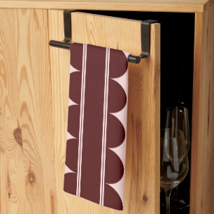 Maroon Scalloped Statement Tea Towel