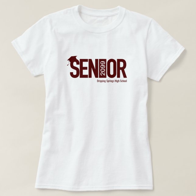 Maroon SENIOR with Graduation Cap T-Shirt (Design Front)