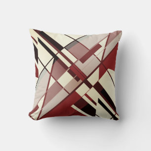 Maroon Shades Black Beige Diagonal Angular Design Cushion
