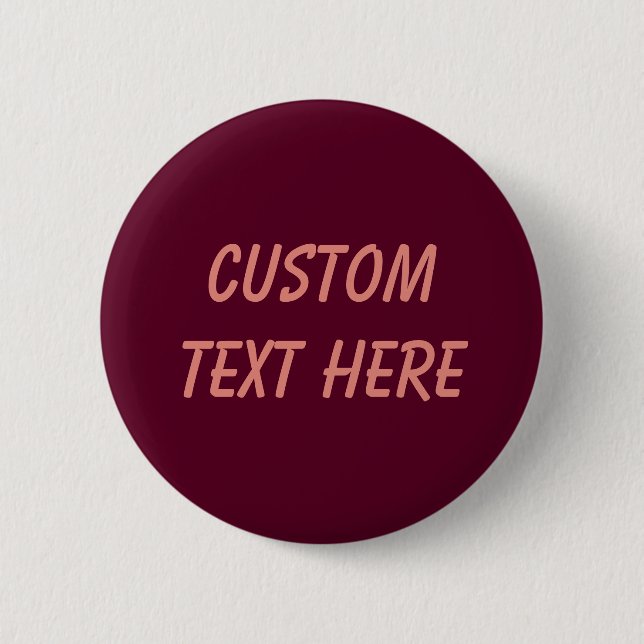 Maroon simple minimalist 6 cm round badge (Front)