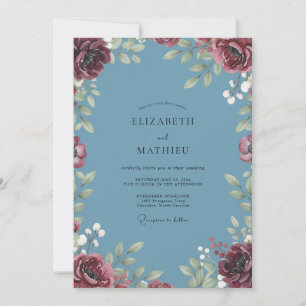Maroon Slate Berry Wedding Invitation